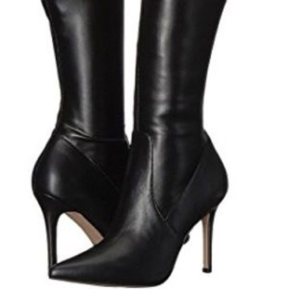 Leather sailors high heeled boots